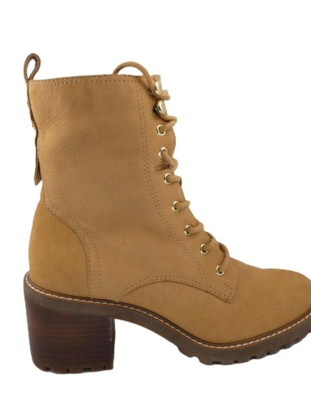 Crown Vintage Tan Lace-Up Block Heel Combat Booties